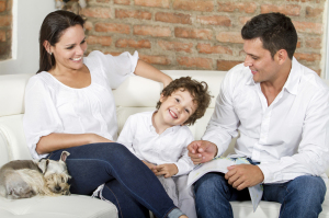Happy family on a couch
